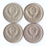 Комплект монет (4шт.) 10 копеек, 1957,61,62,69г, XF