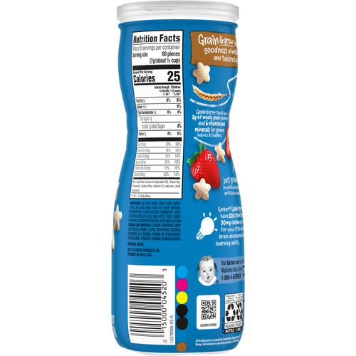 Gerber, Snacks for Baby, Grain & Grow, Puffs, воздушные закуски, для детей от 8 месяцев, клубника и яблоко, 42 г (1,48 унции)