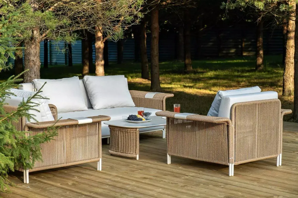 "Мальдивы" лаунж-зона из искусственного ротанга, цвет соломенный