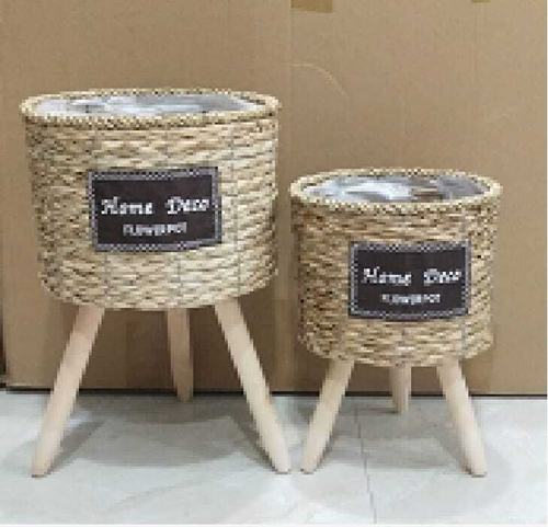 Плетёные кашпо на ножках (набор из 2-х кашпо)