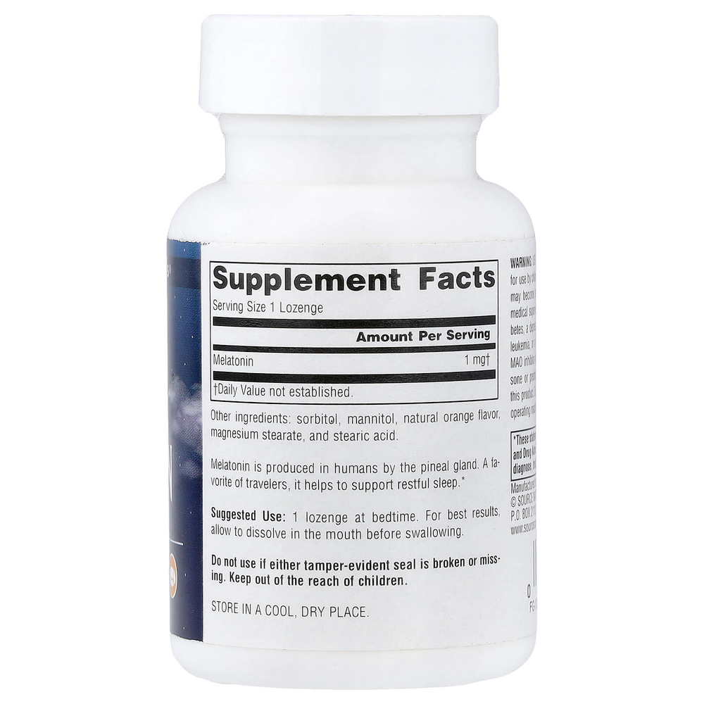 Source Naturals, мелатонин, со вкусом апельсина, 1 мг, 100 пастилок