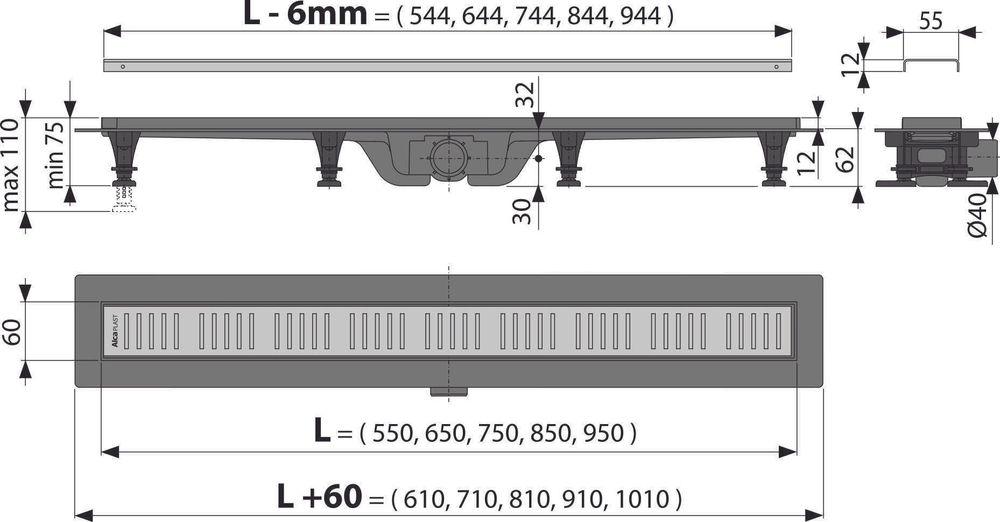 Душевой лоток AlcaPlast APZ10-950M Simple