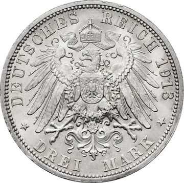 3 марки 1913 Германская Империя, Пруссия «25 лет правлению Вильгельма II»