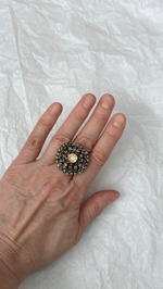 Кольцо круглый "лабиринт" с медовыми кристаллами, разъемное