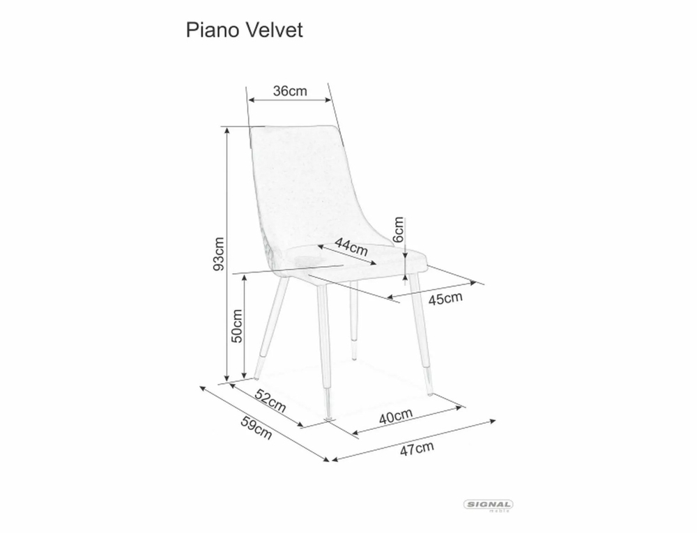 Стул SIGNAL PIANO B Velvet Bluvel 14 серый/черный
