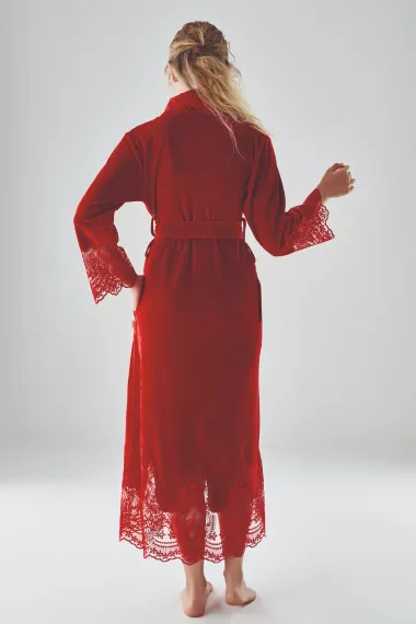 Халат женский велюровый Kleopatra 0383 красный NUSA Турция