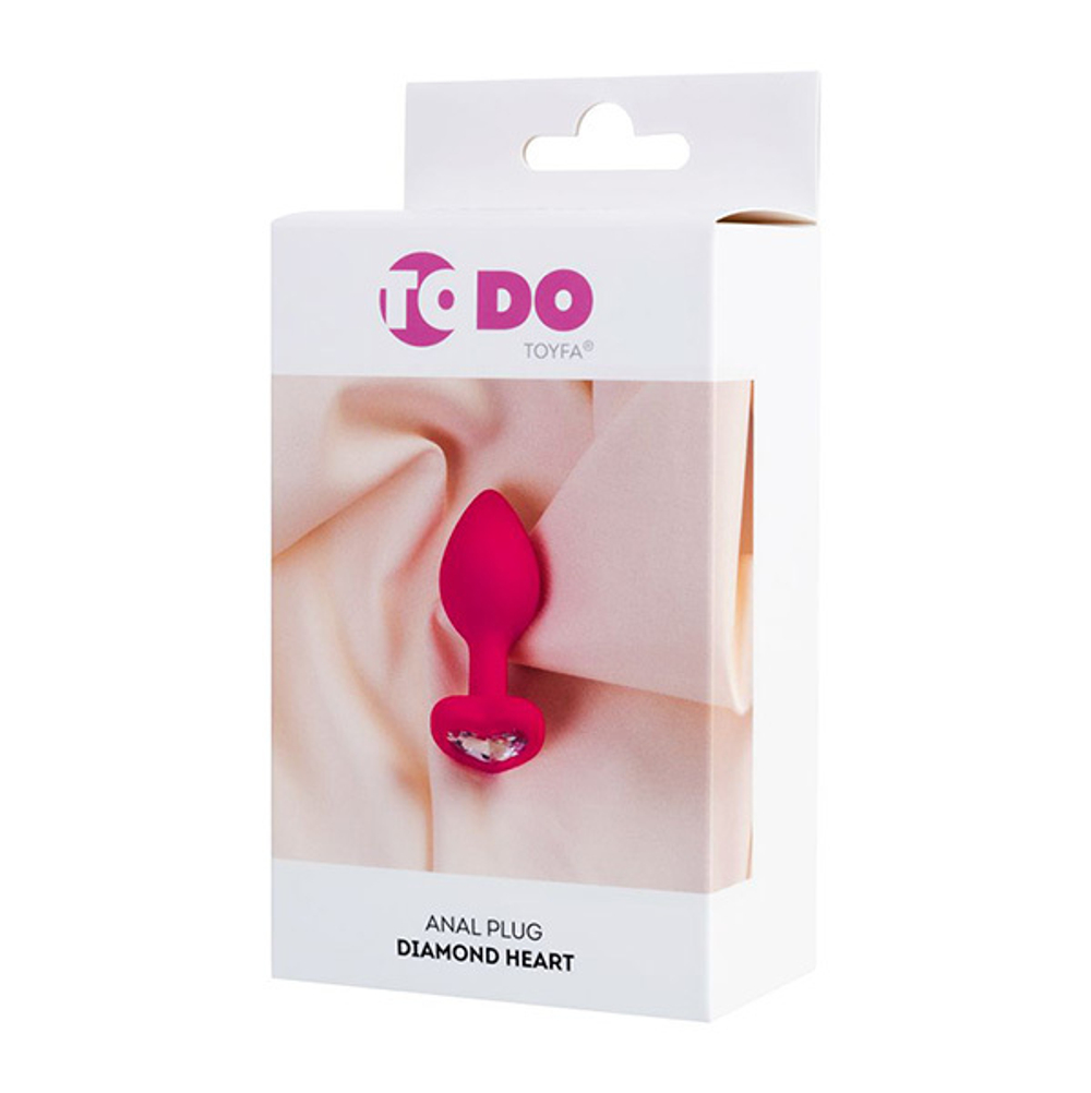 Розовая анальная втулка 7см с прозрачным кристаллом ToyFa ToDo Diamond Heart 357023