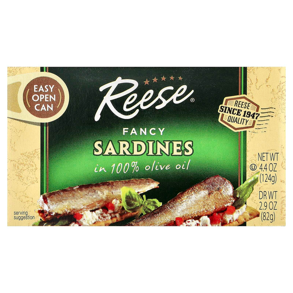 Reese, сардины, в 100% оливковом масле, 124 г (4,4 унции)