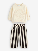 Толстовка и брюки в комплекте для девочки Next E54-923, Молочный, Черный