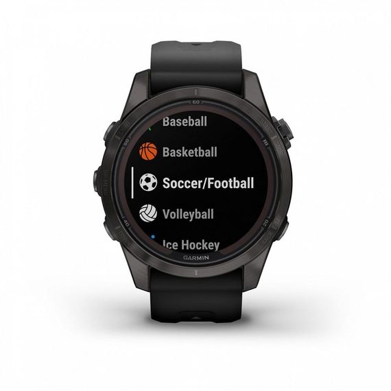 Умные часы FENIX 7S PRO Sapphire Solar титановый угольно-серый DLC с силиконовым ремешком