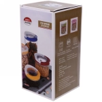 Банка для продуктов стеклянная 1300 мл «Хай-Тек» с бамбуковой крышкой 10*24см