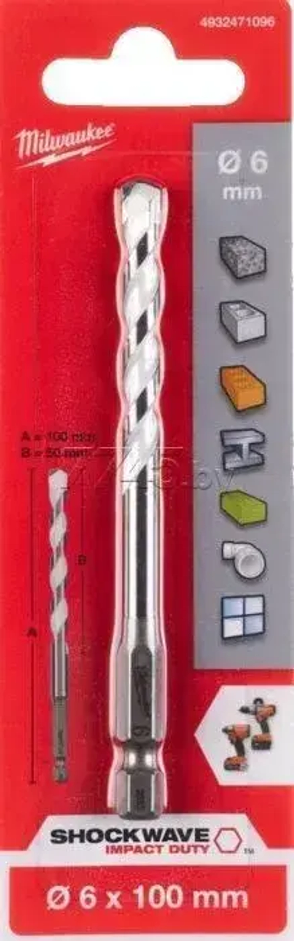 Сверла для работы с разными материалами Milwaukee SHOCKWAVE 6 ММ