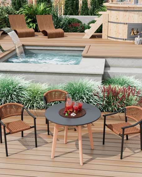 Уличный плетеный стул Syna светло-коричневый серые ножки