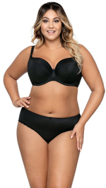 Элегантный бюстгальтер plus size с уплотненными чашками из нежной микрофибры (Размер: 85I) (Цвет: черный)