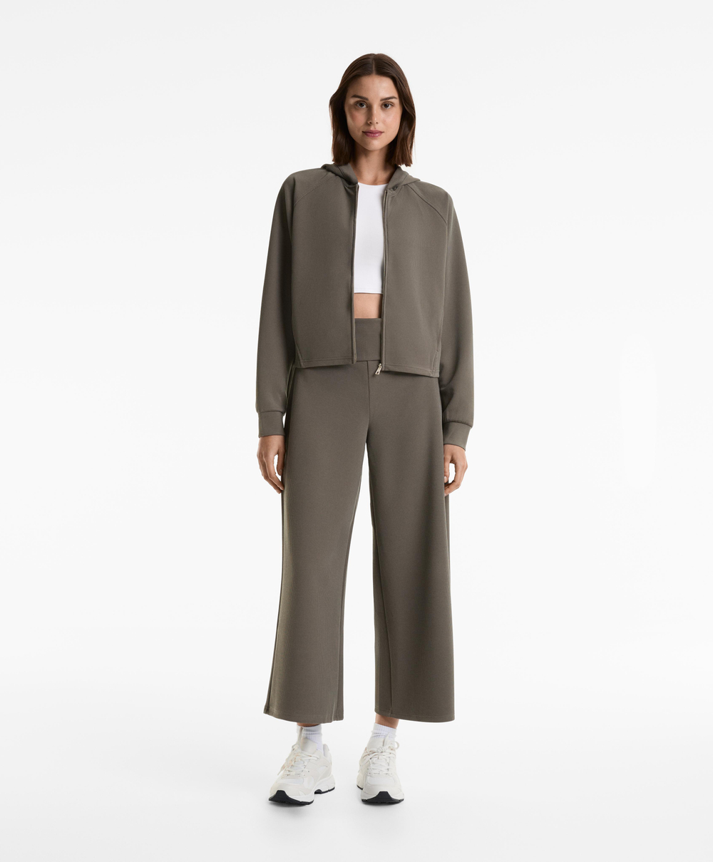 OYSHO Брюки широкого кроя в рубчик, угольный