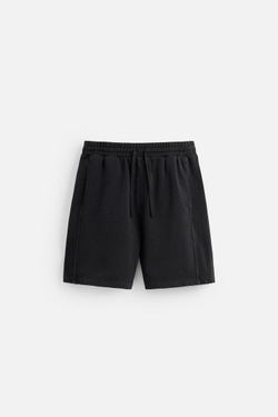 ZARA ШОРТЫ-ДЖОГГЕРЫ СВОБОДНОГО КРОЯ С ЭФФЕКТОМ ПОТЕРТОСТИ, АНТРАЦИТОВО-СЕРЫЙ