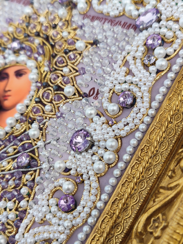 ЖС-4-ЗФ Набор для вышивания хрустальными камнями Богородица Семистрельная (сиреневый)