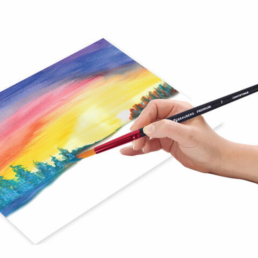 Кисть синтетика, круглая № 7, BRAUBERG PREMIUM, 201006