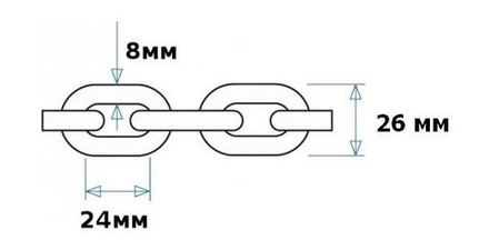 Цепь якорная нержавеющая 8 мм, DIN766