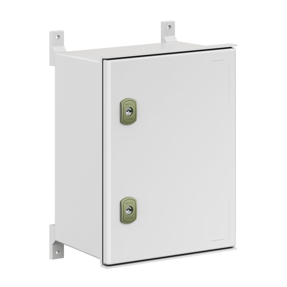 Цельный навесной шкаф из фибергласа без МП со сплошной дверью400х300х200 (ВхШхГ) мм