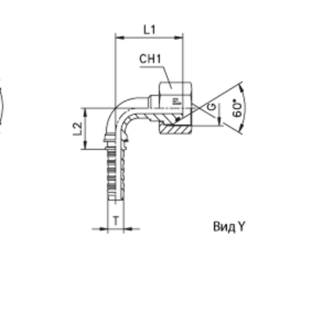 Фитинг DN 06 BSP (Г) 1/2 (90)  (штифтованная гайка) (o-ring)