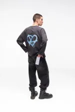 Лонгслив Kraizy Stripes Logo Heart графит