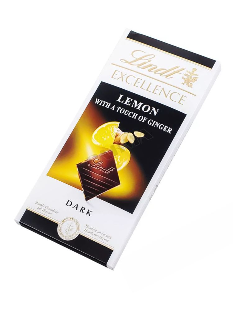 Тёмный шоколад Lindt с лимоном имбирем 100 г