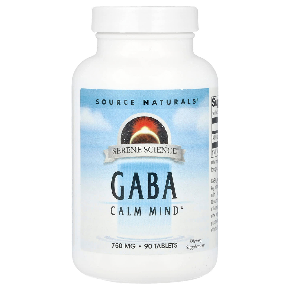 Source Naturals, Serene Science®, ГАМК, 750 мг, 90 таблеток