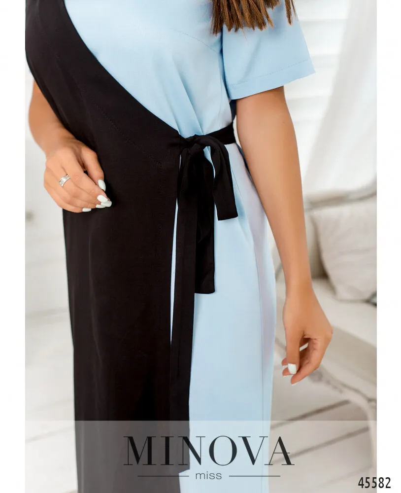 Платье 2288-голубой-черный Minova