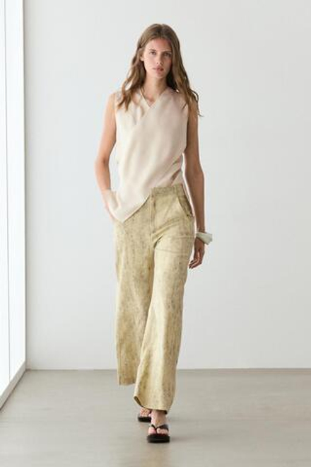 Massimo Dutti Брюки из смеси рами, желтый