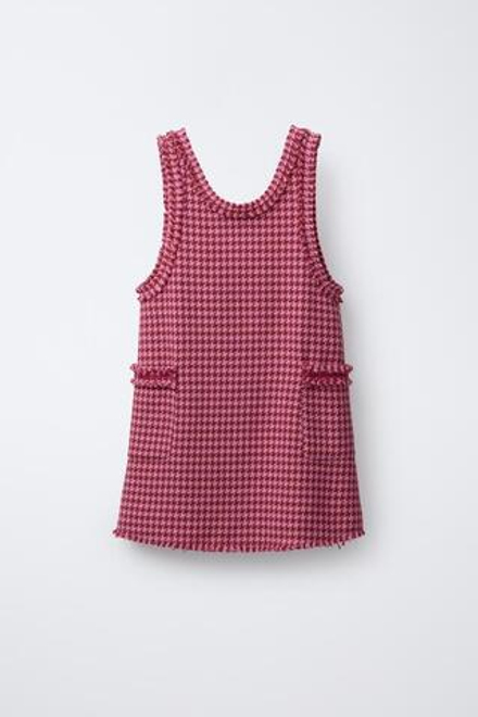 ZARA САРАФАН С РЕЛЬЕФНЫМ УЗОРОМ И БАХРОМОЙ, РОЗОВЫЙ