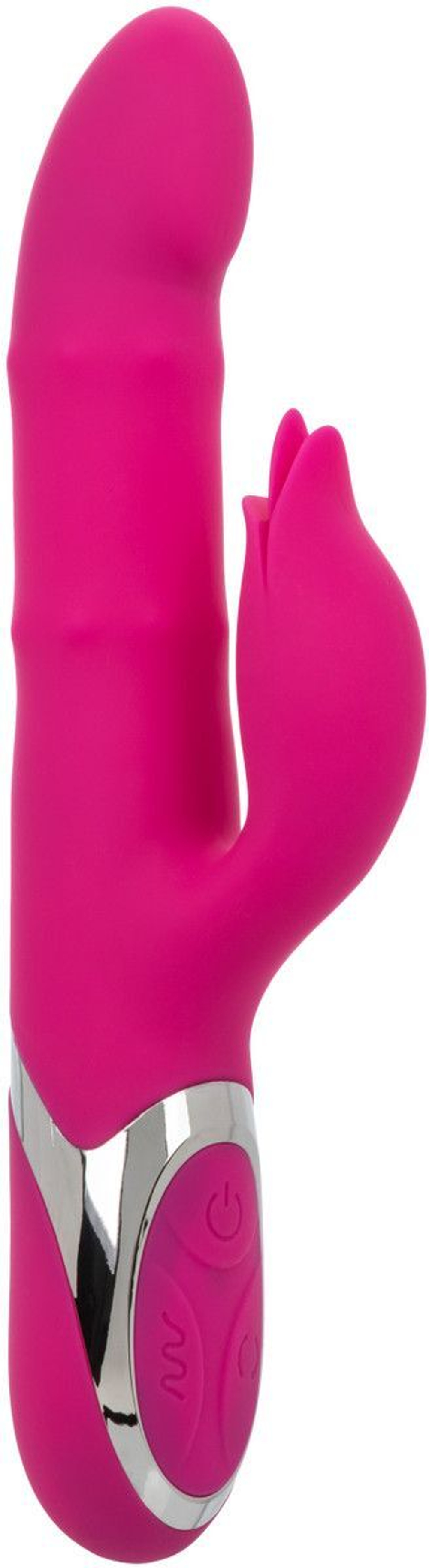 Розовый вибромассажер-кролик Enchanted Embrace с массажем бусин