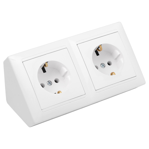 Розетка 2 местная Bylectrica СТИЛЬ угловая 16А с/з белая IP20