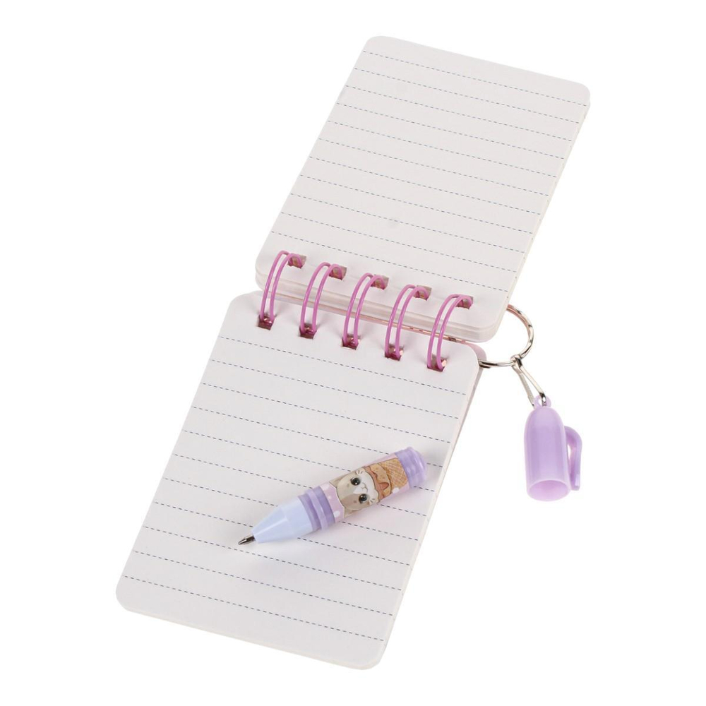 Блокнот "Кошечки" на спирали 45л линия с брелком-миниручкой 5,5см 4 цвета