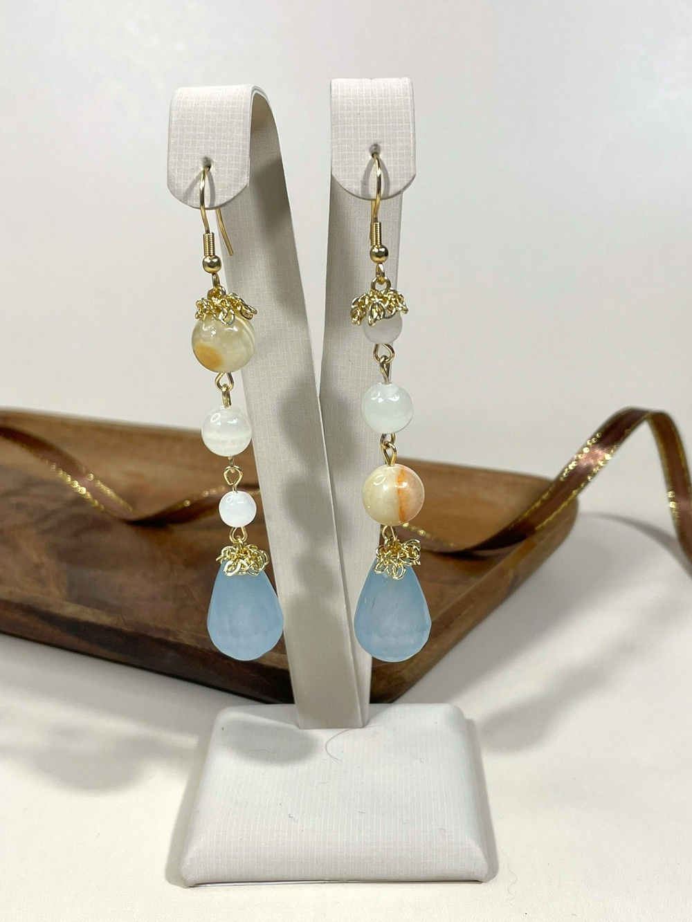 Серьги из оникса и агата