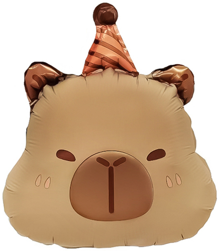 Шар с клапаном (14''/36 см) Мини-фигура, Капибара в колпачке, 1 шт.