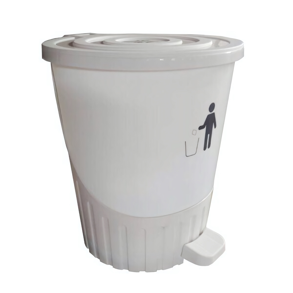 Мусорное ведро с педалью "Круги" 26 лт молочный-белый