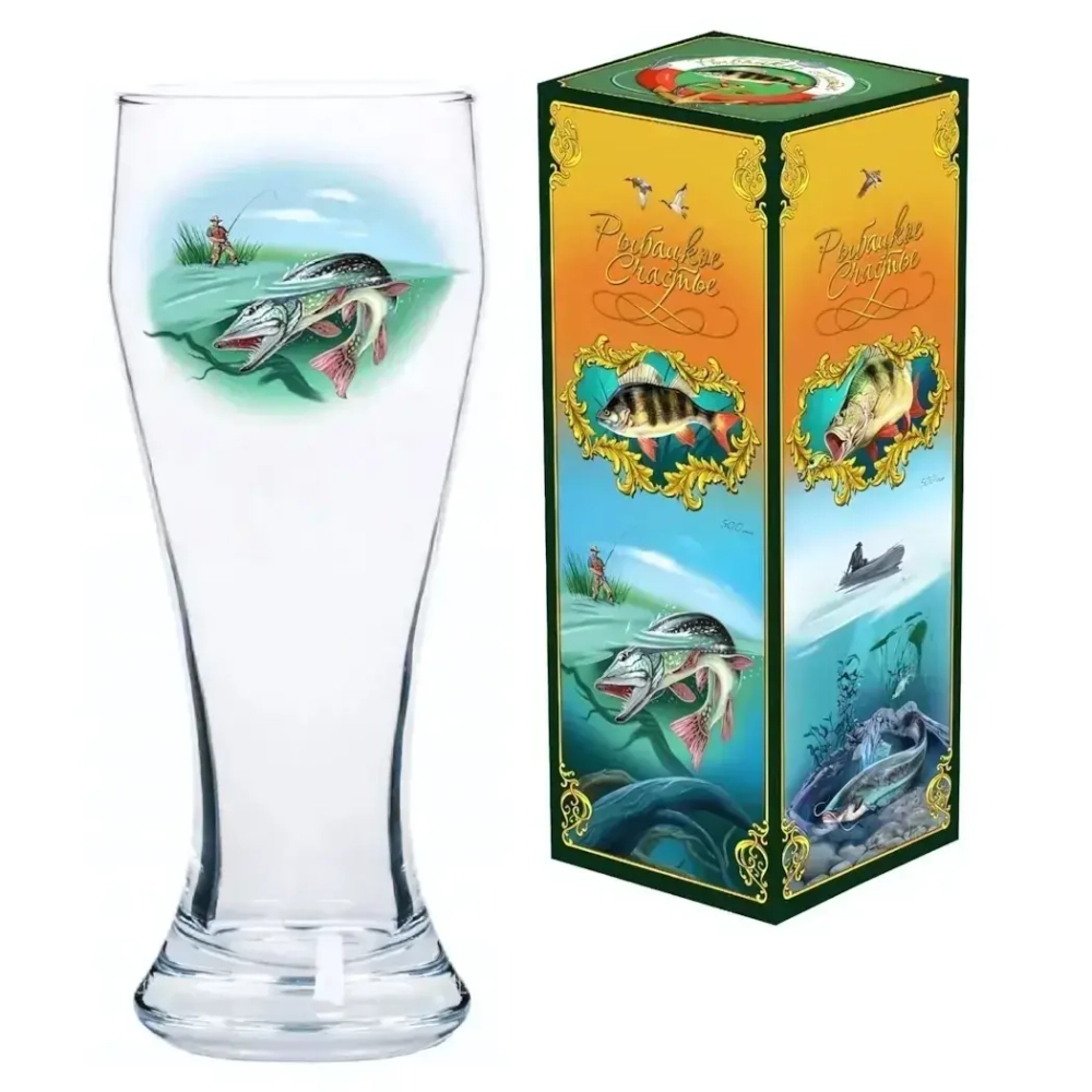 Бокал пивной 500мл. Подарочный арт.303-Д (Рыбалка)