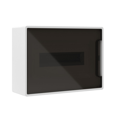 Щиток 12 мод настенный FRAME, белый, с тонированной дверцей, с 2 шин.PEN на 8+6 отв.