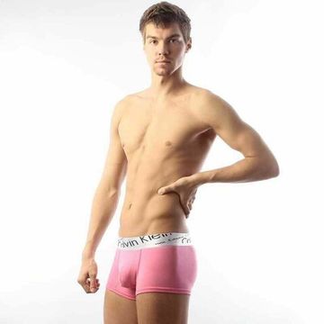 Мужские трусы боксеры розовые с косой резинкой Calvin Klein Steel Boxer Italics Pink
