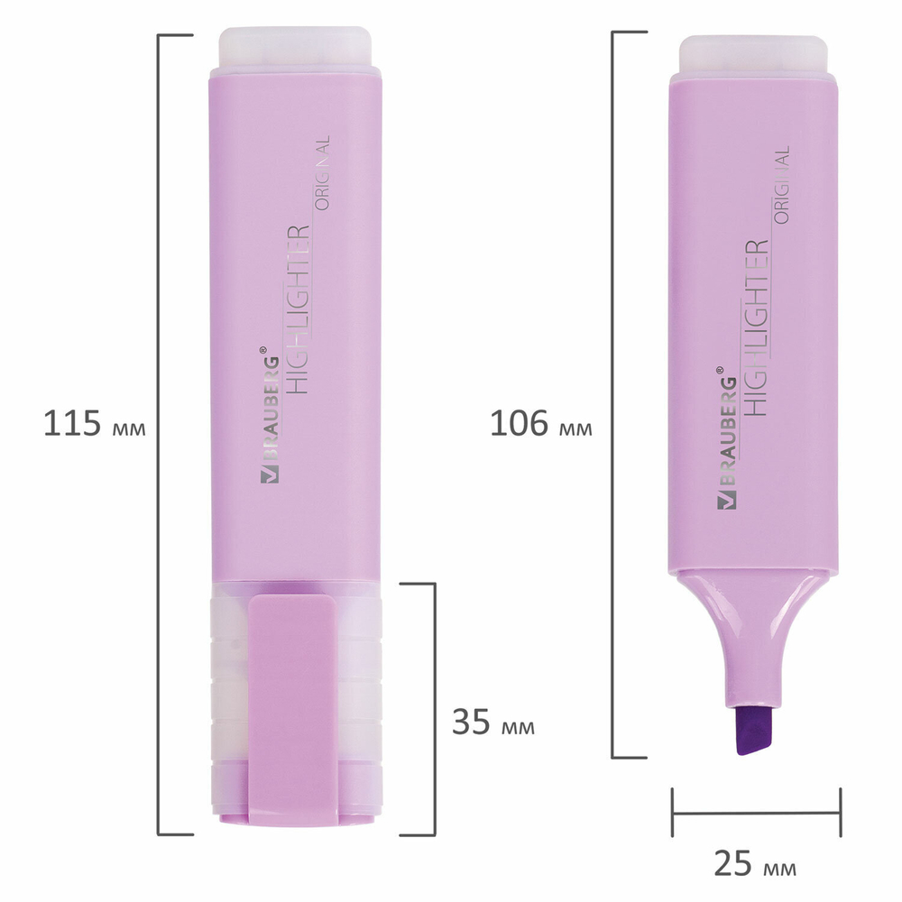 Текстовыделитель BRAUBERG "ORIGINAL PASTEL" ЛАВАНДОВЫЙ линия 1-5 мм (24 штуки в упаковке)