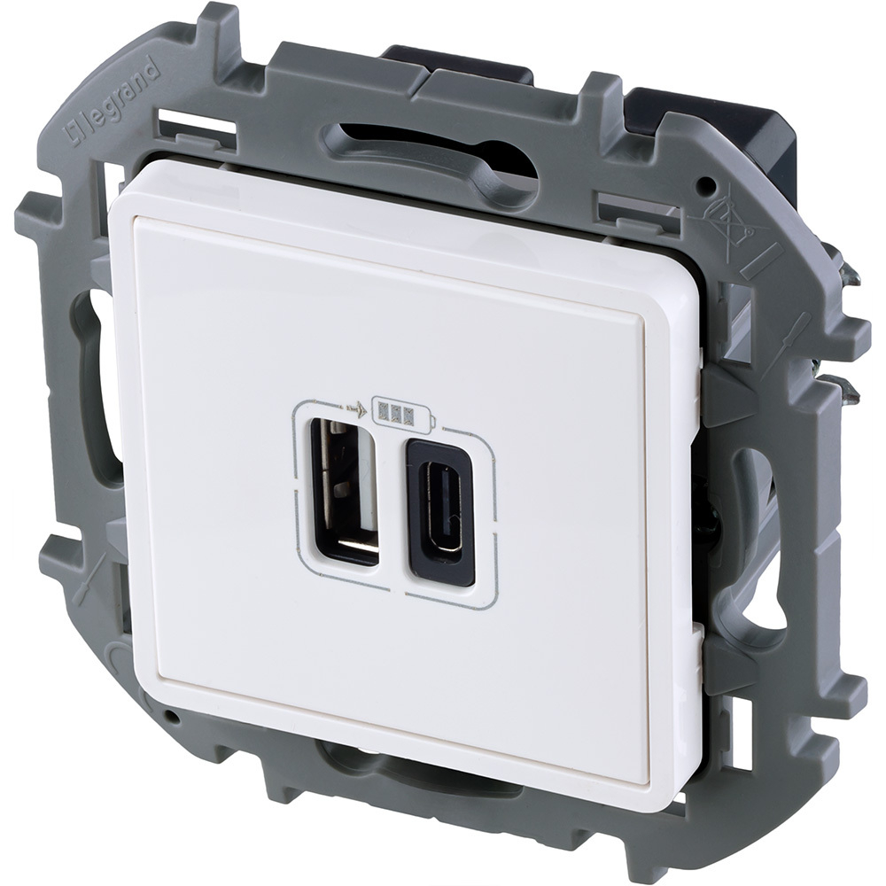 Розетка USB тип А+С 3000мА 5В - белый Inspiria Legrand