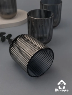 Набор ребристых стаканов для виски, 270 мл. 6 шт. Черные