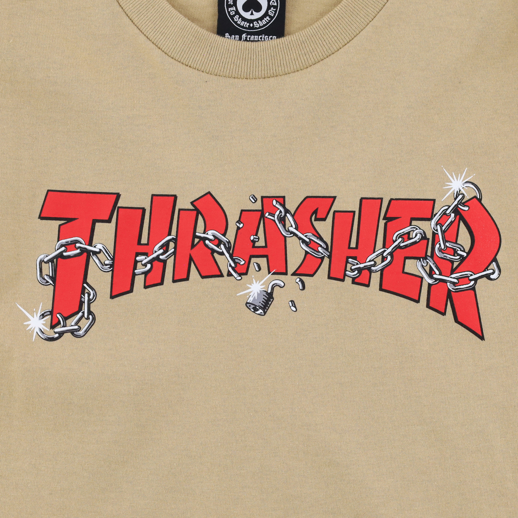 Футболка Thrasher Chains By Daniel Shepard T-Shirt (tan) артикул:CLuJwq2OiqUybaz8RHeeT3 - купить в магазине Дайс