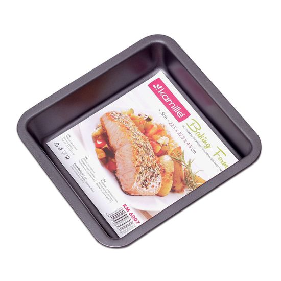 Форма для запекания Kamille KM 6007 квадратная из углеродистой стали 22.5х22.5х4.5 см