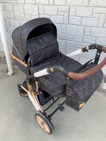 Коляска-трансформер Sweet Kids 608 2в1 Чёрный текстиль на золотой раме