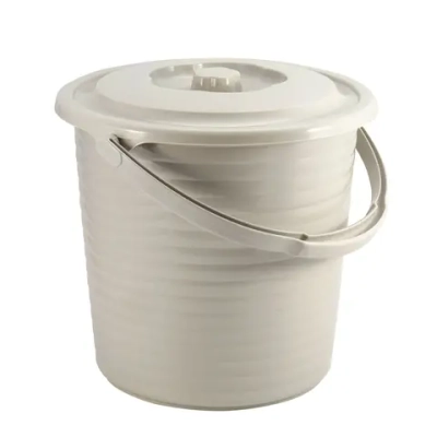 Ведро пищевое с крышкой рифленое RUNIS 15 л пластик, серо-бежевый