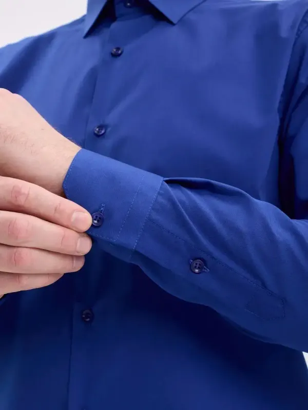 Рубашка на высокий рост LONG SLIM FIT с длинным рукавом, синяя