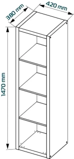 Cтеллаж Фора 4Л, размеры: 147*41*38см, цвет: белый