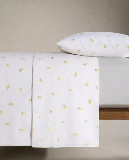 ZARA HOME ПОДОДЕЯЛЬНИК С ПРИНТОМ, ЖЕЛТОВАТО-БЕЛЫЙ